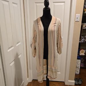 Rip Curl Cream and Multicolored Striped Cardigan